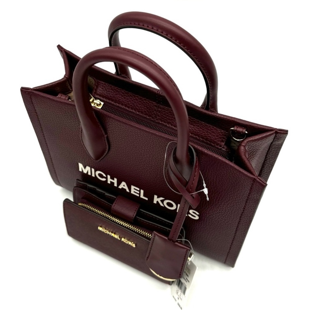 Michael Kors Mirella Small Crossbody Bag & Medium Zip Chain Wallet Ox Blood - Picture 6 of 13